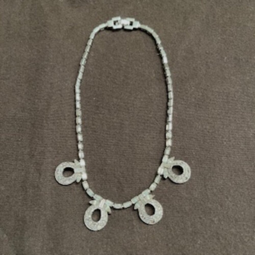 Vintage JOMAZ Necklace, silvertone clear rhinestone